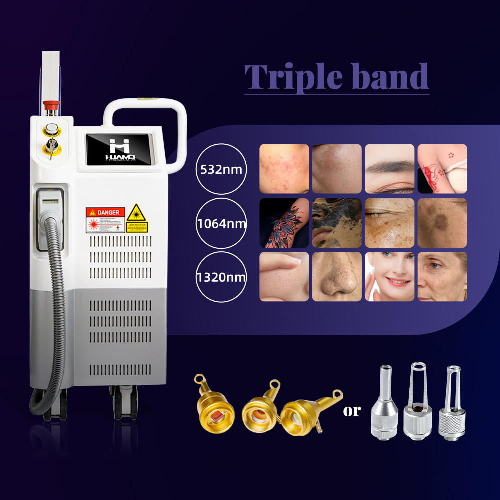 Newest 532nm 1064nm 1320nm Q Switched Nd Yag Laser Tattoo Removal Machine